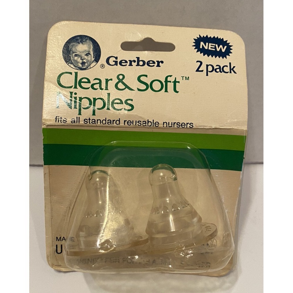 Vintage 1988 Gerber Clear & Soft Bottle Nipples Sealed In Package 76151 USA
